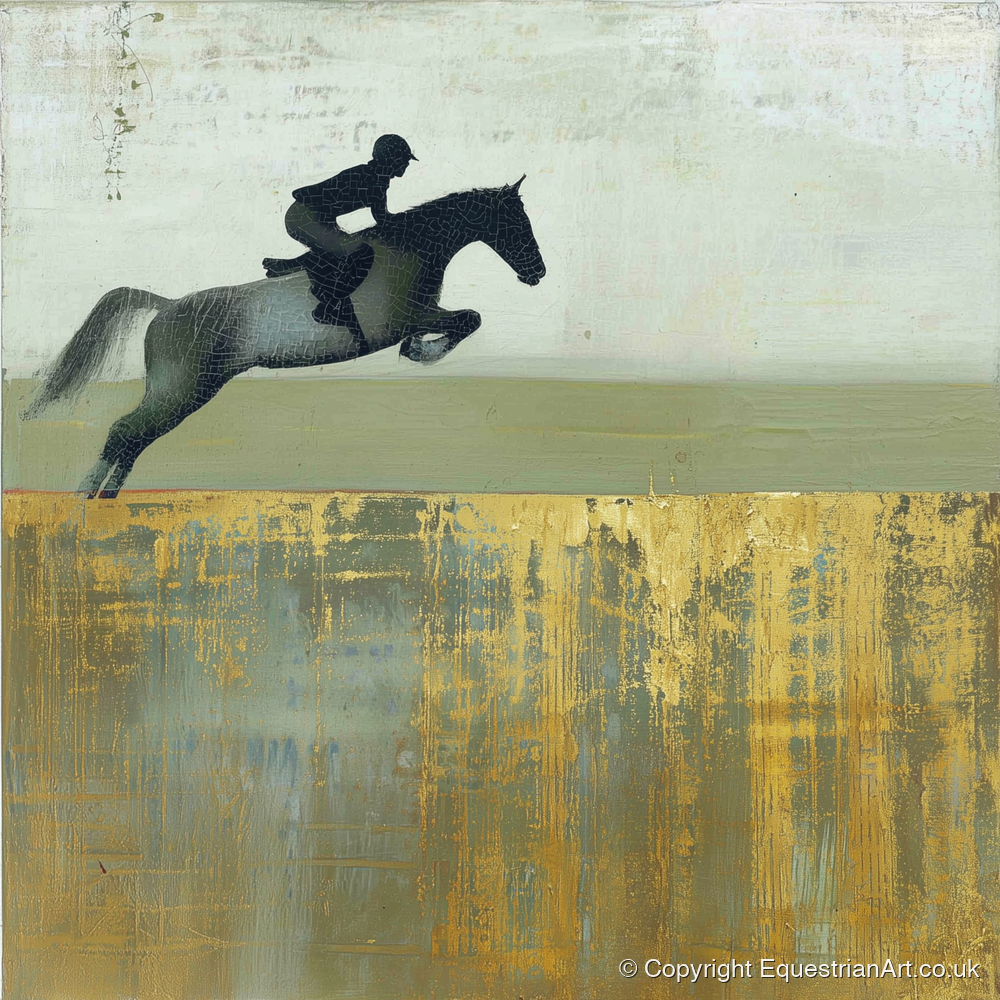 Golden Momentum - show jumping horse art print and canvas by Graham Whitaker A.I