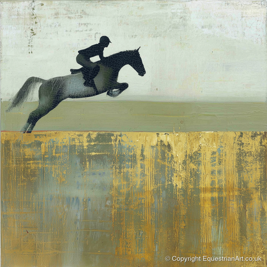 Golden Momentum - show jumping horse art print and canvas by Graham Whitaker A.I
