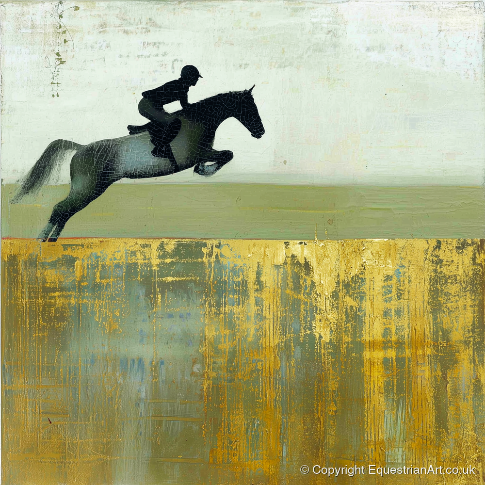 Golden Momentum - show jumping horse art print and canvas by Graham Whitaker A.I