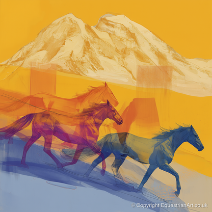 Golden Mountain Canter - horse landscape art print and canvas by Tobias Blake A.I