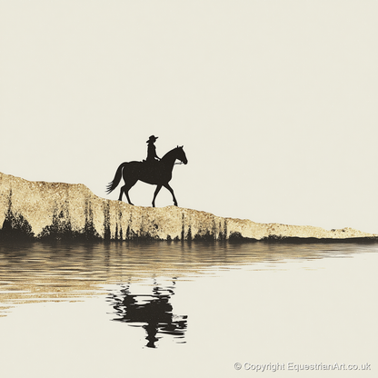 Golden Shores Silhouette - beach horse art print and canvas by Nolan Atherton A.I