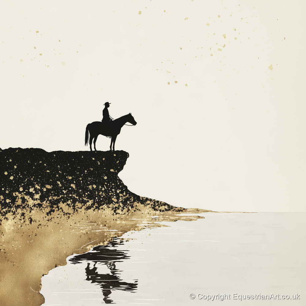 Golden Shores Silhouette - beach horse art print and canvas by Nolan Atherton A.I