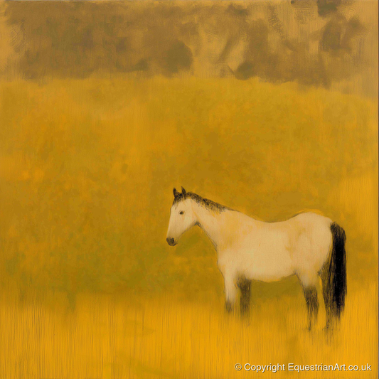 Golden Silence - horse landscape art print and canvas by Vincent Delaney A.I