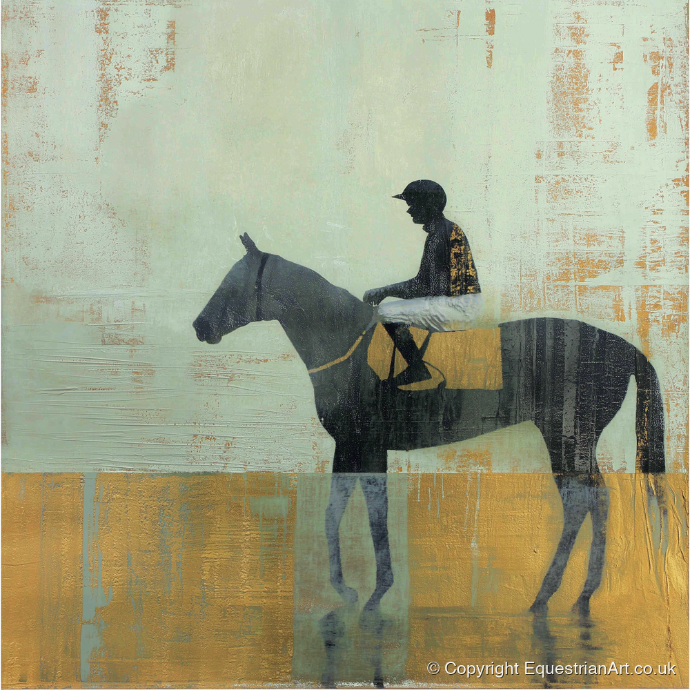 Golden Turf Reflections - racing horse art print and canvas by Graham Whitaker A.I