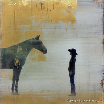 Golden Western Silhouette - western horse art print and canvas by Graham Whitaker A.I