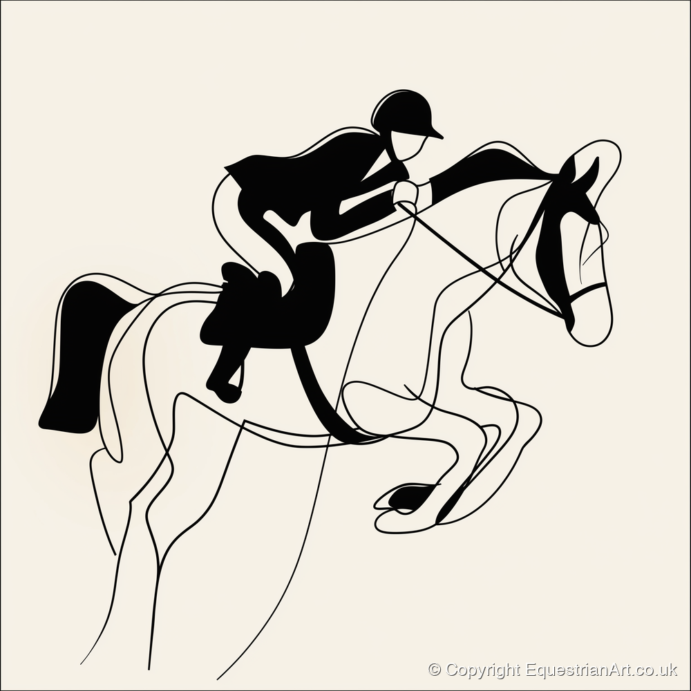 Grace in Flight - show jumping horse art print and canvas by Felix Chambers A.I