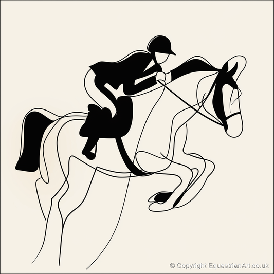 Grace in Flight - show jumping horse art print and canvas by Felix Chambers A.I