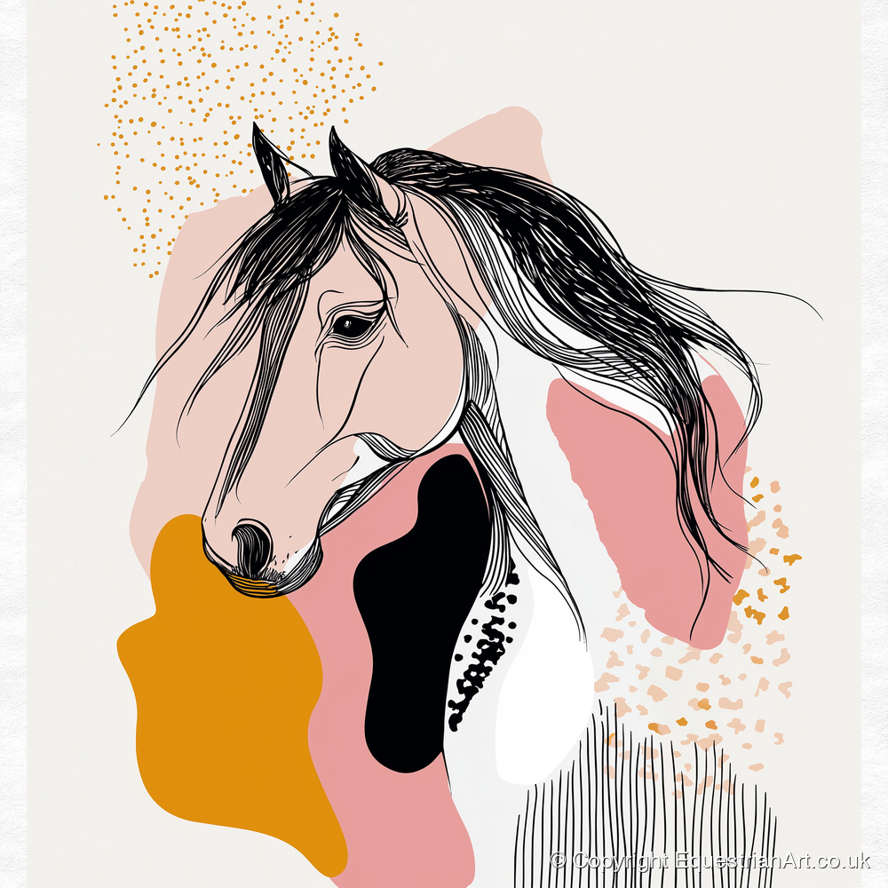 Graphic Equine Elegance - horse & rider art print and canvas by Esther Fairchild A.I