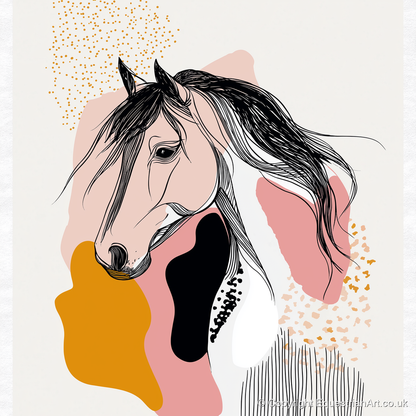 Graphic Equine Elegance - horse & rider art print and canvas by Esther Fairchild A.I