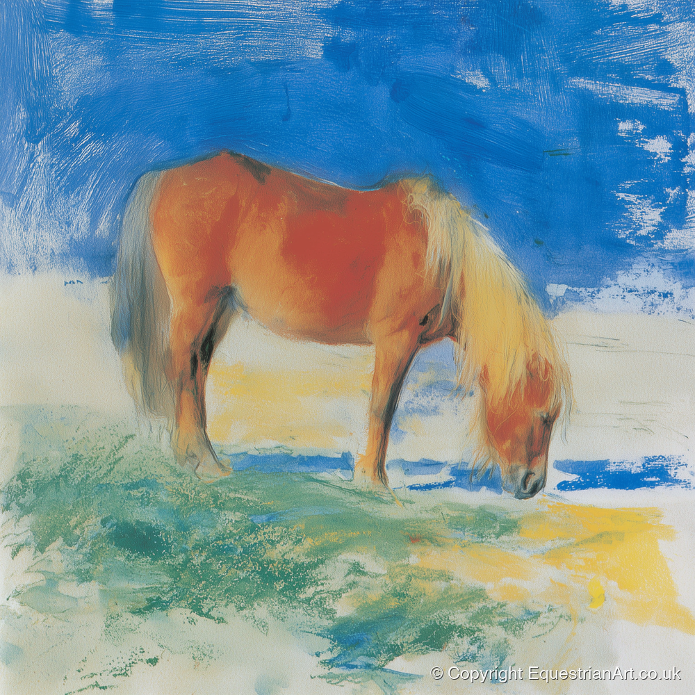Grazing Under Cobalt Skies - horse breed art print and canvas by Emile Goddard A.I