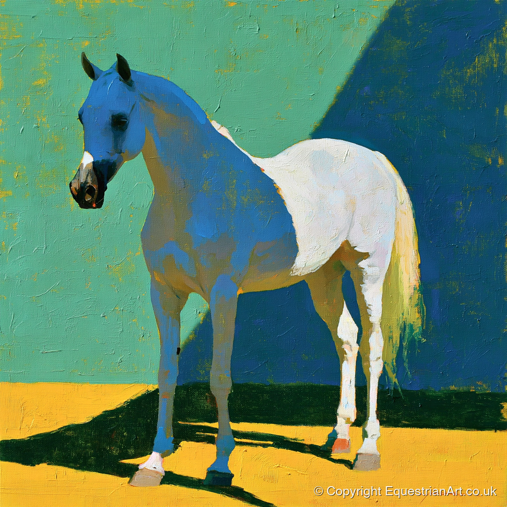 Grey Arabian with Blue Shadows - horse breed art print and canvas by Daphne Morley A.I