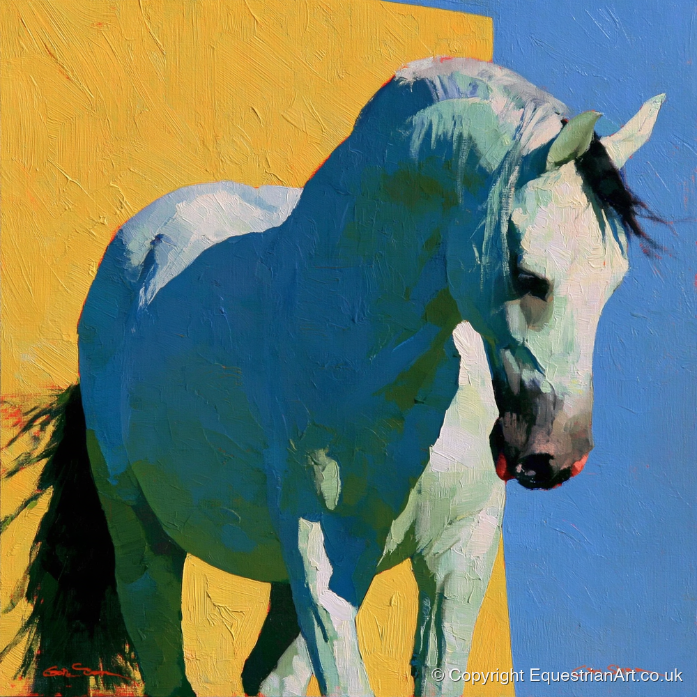 Grey Horse in Vibrant Light - horse breed art print and canvas by Daphne Morley A.I