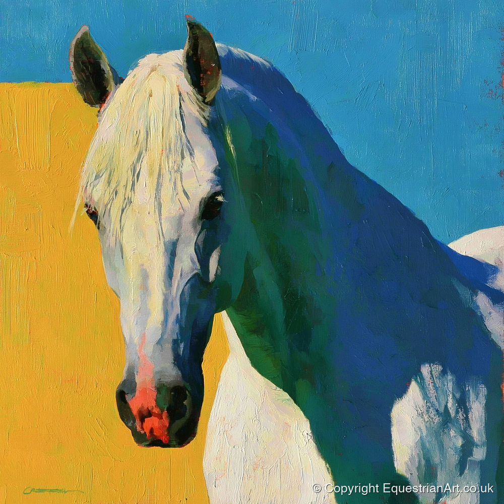 Grey Horse in Vibrant Sunlight - horse breed art print and canvas by Daphne Morley A.I