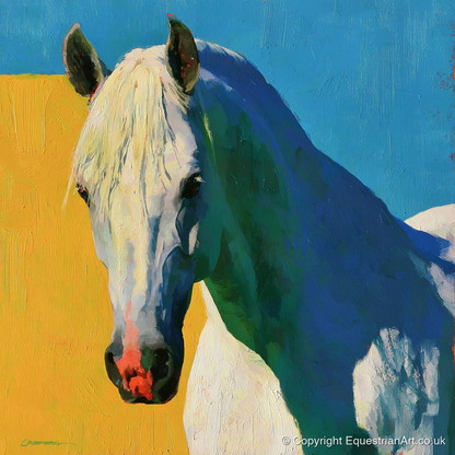 Grey Horse in Vibrant Sunlight - horse breed art print and canvas by Daphne Morley A.I