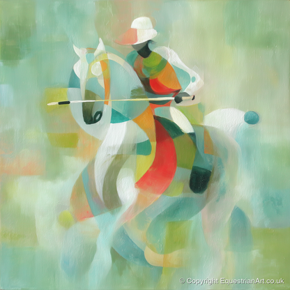 Harmonious Chukka - polo horse art print and canvas by Leon Lambert A.I
