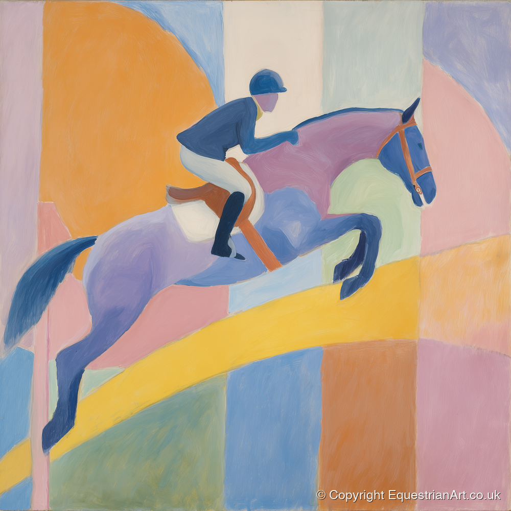 Harmony in Flight - show jumping horse art print and canvas by Iris Pelham A.I