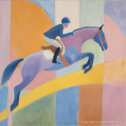 Harmony in Flight - show jumping horse art print and canvas by Iris Pelham A.I