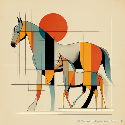 Harmony in Form - mare & foal art print and canvas by Dominic Vaughn A.I