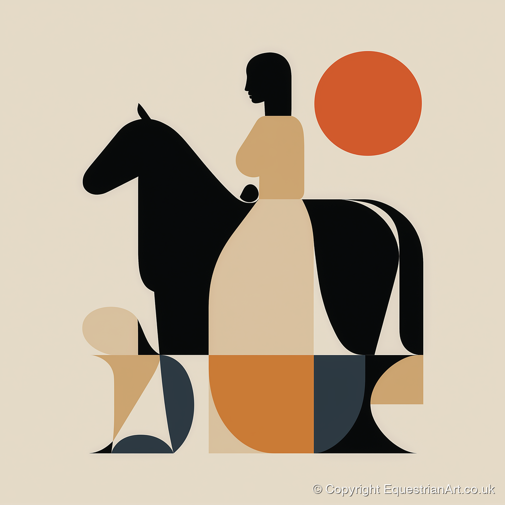 Harmony in Silhouette - horse & rider art print and canvas by Oliver Tate A.I