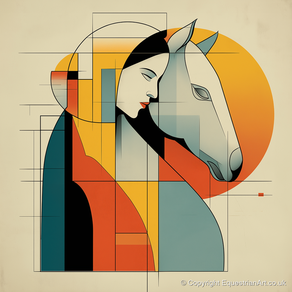 Harmony of Form - horse & rider art print and canvas by Dominic Vaughn A.I