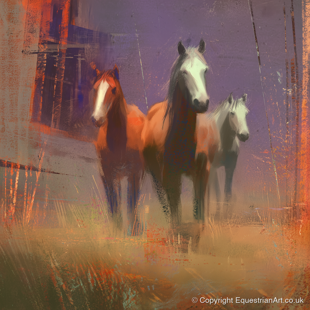 Haze and Embers - wild horses art print and canvas by Rupert Kingsley A.I