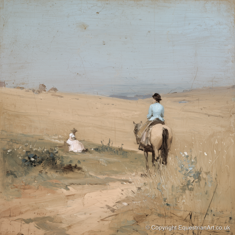 Hazy Summer Ride - horse & rider art print and canvas by Frederick Lowell A.I