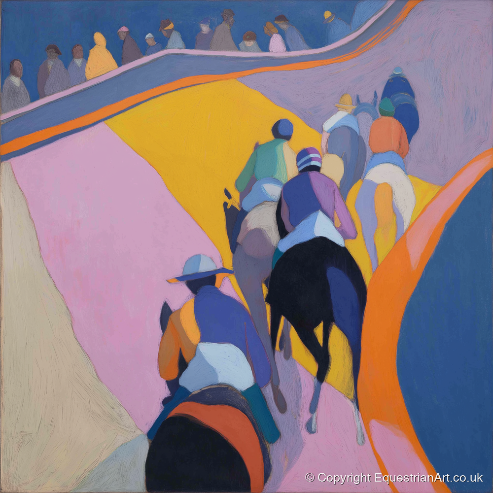 Heading To The Post - racing horse art print and canvas by Helena Ashby A.I