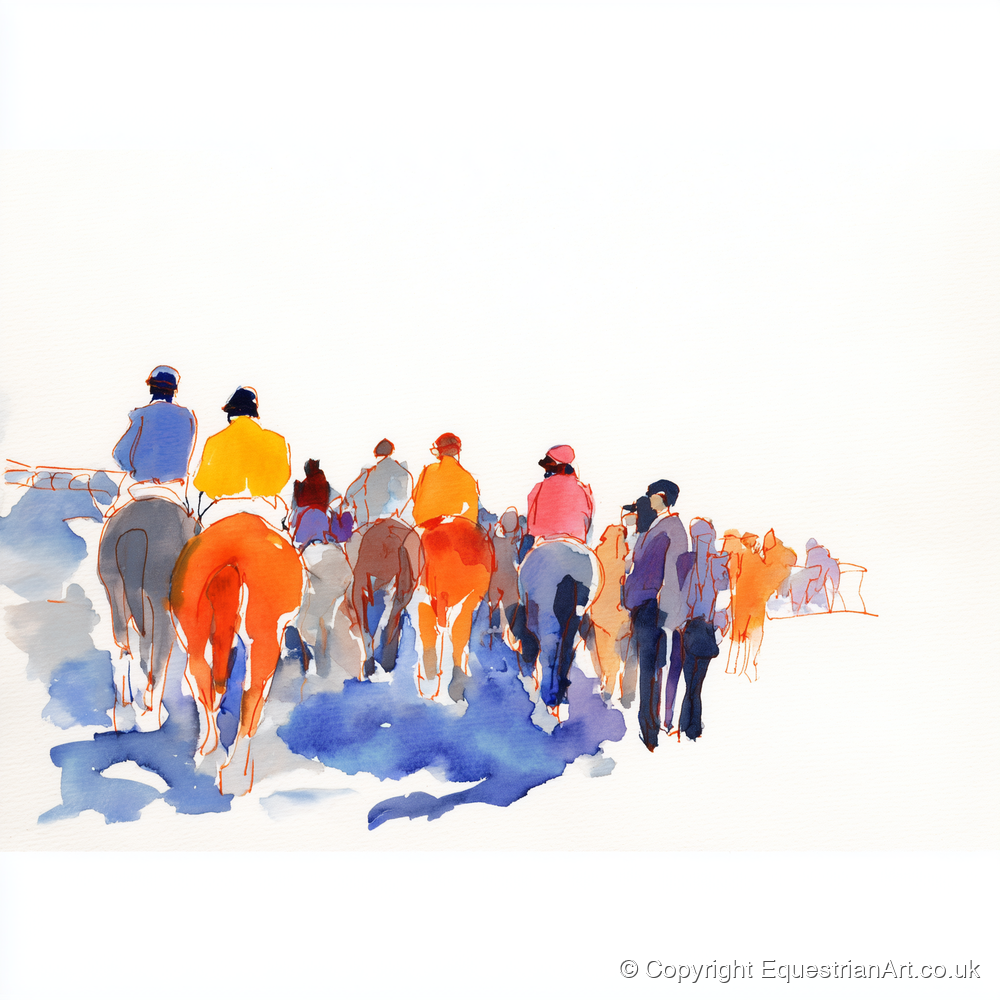 Heading to the Post - racing horse art print and canvas by Maxwell Flynn A.I