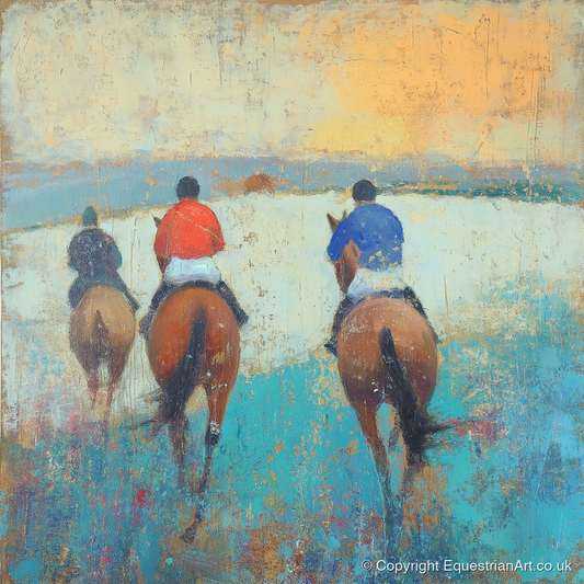 Heading to the Start - racing horse art print and canvas by Benedict Croft A.I