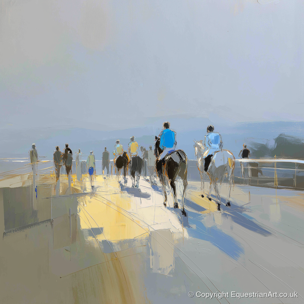 Heading to the Start - racing horse art print and canvas by Elias Thorne A.I