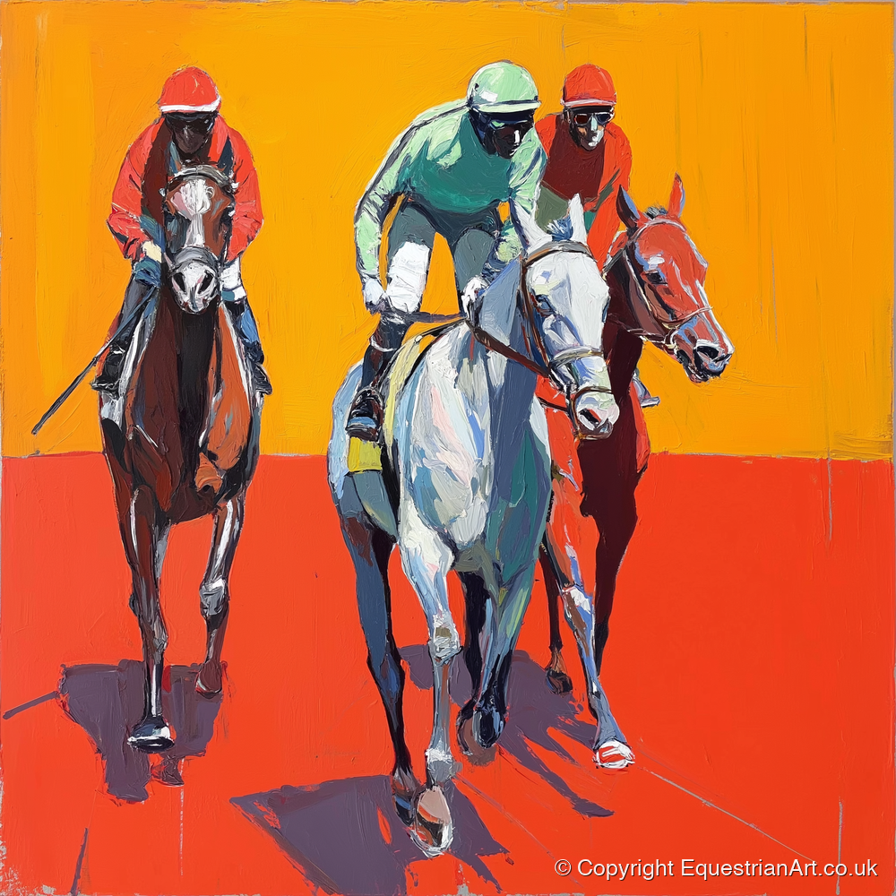 Heat of the Race - racing horse art print and canvas by Victor Beaumont A.I
