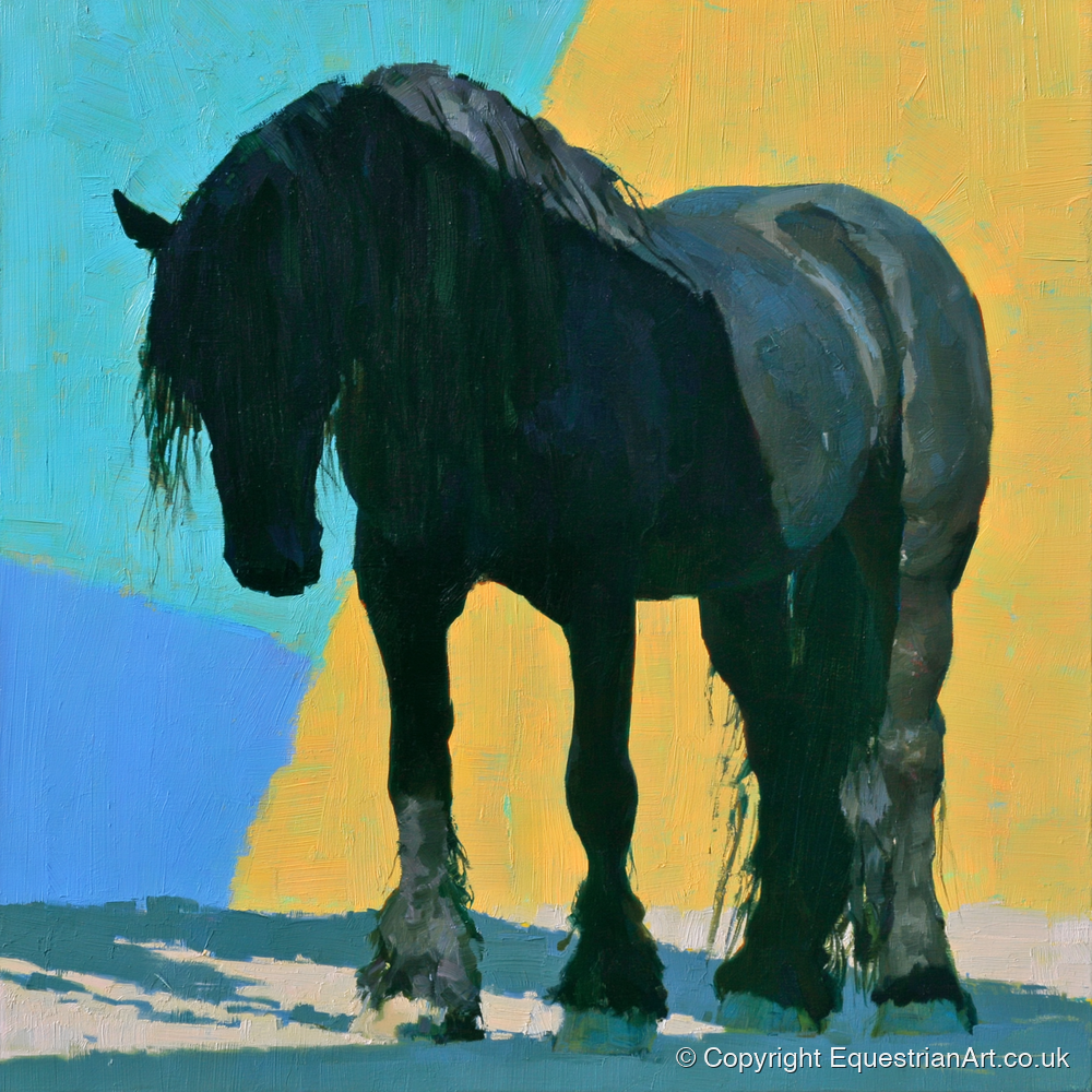 Heavy Horse Blue and Yellow - horse breed art print and canvas by Daphne Morley A.I