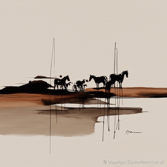 Herd on the Horizon - horse landscape art print and canvas by Julian Vance A.I