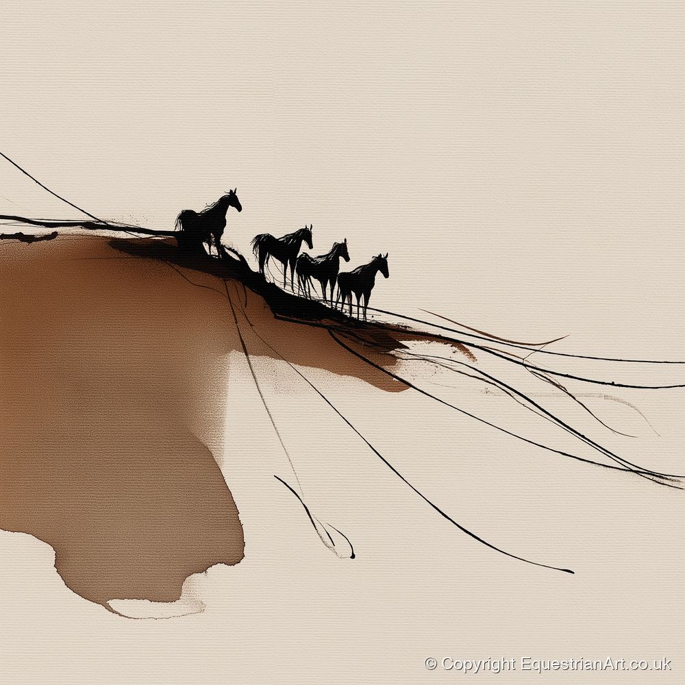 Herd on the Horizon - wild horses art print and canvas by Julian Vance A.I