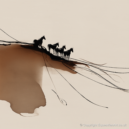 Herd on the Horizon - wild horses art print and canvas by Julian Vance A.I