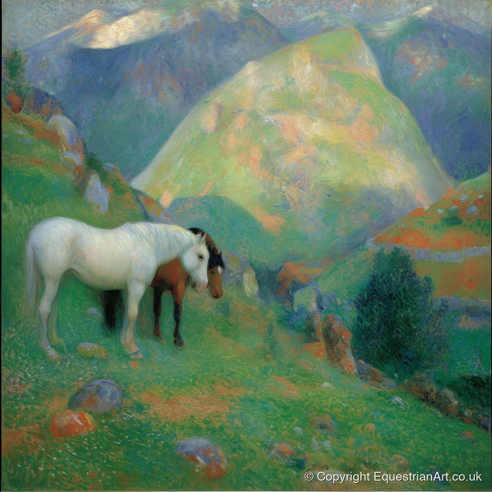 High Country Companions - horse landscape art print and canvas by Ambrose Keating A.I