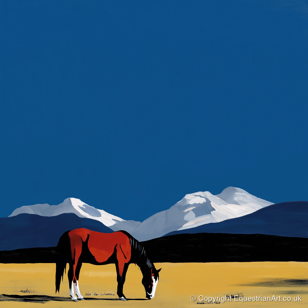 High Country Solitude - horse landscape art print and canvas by Vivienne Hartley A.I