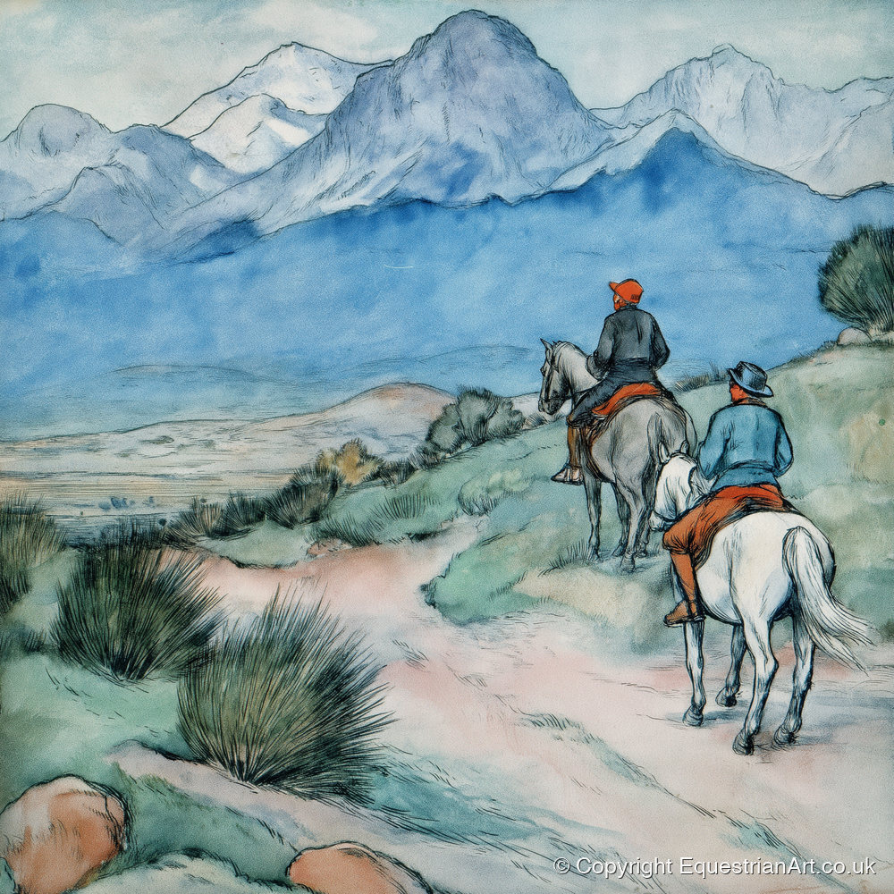 High Country Trek - horse landscape art print and canvas by Geoffrey Talbot A.I