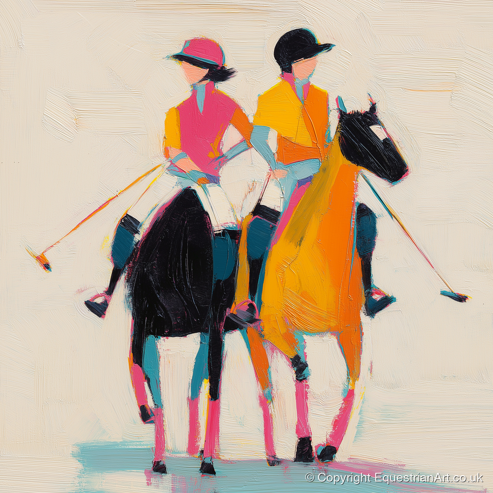 High Goal Hues - polo horse art print and canvas by Genevieve Moore A.I