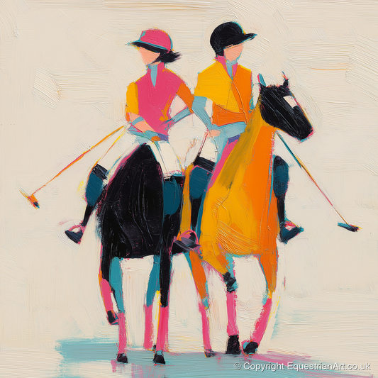 High Goal Hues - polo horse art print and canvas by Genevieve Moore A.I