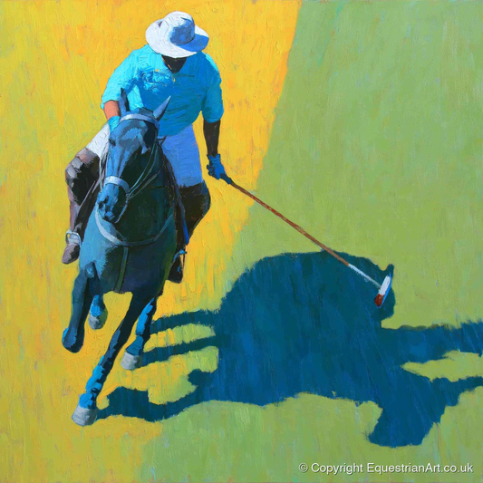 High Goal Sunlight - polo horse art print and canvas by Daphne Morley A.I