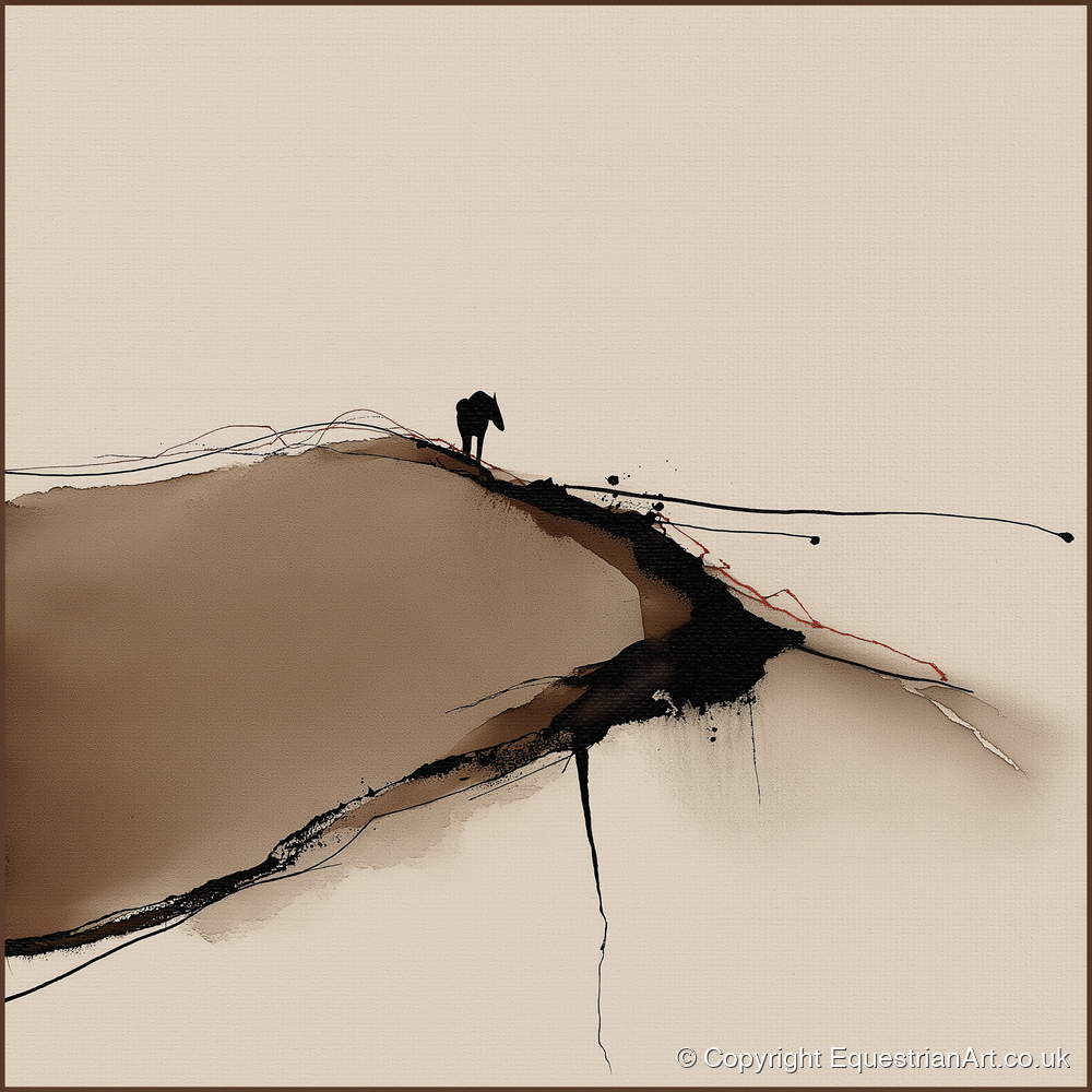 High Ground Silhouette - horse landscape art print and canvas by Julian Vance A.I