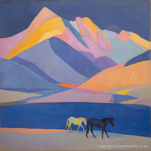 High Mountain Spirits - horse landscape art print and canvas by Helena Ashby A.I