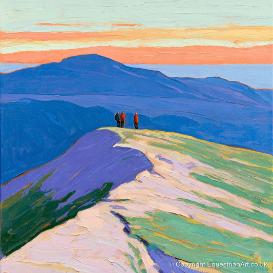 Hilltop Horizon - horse landscape art print and canvas by Marshall Davies A.I