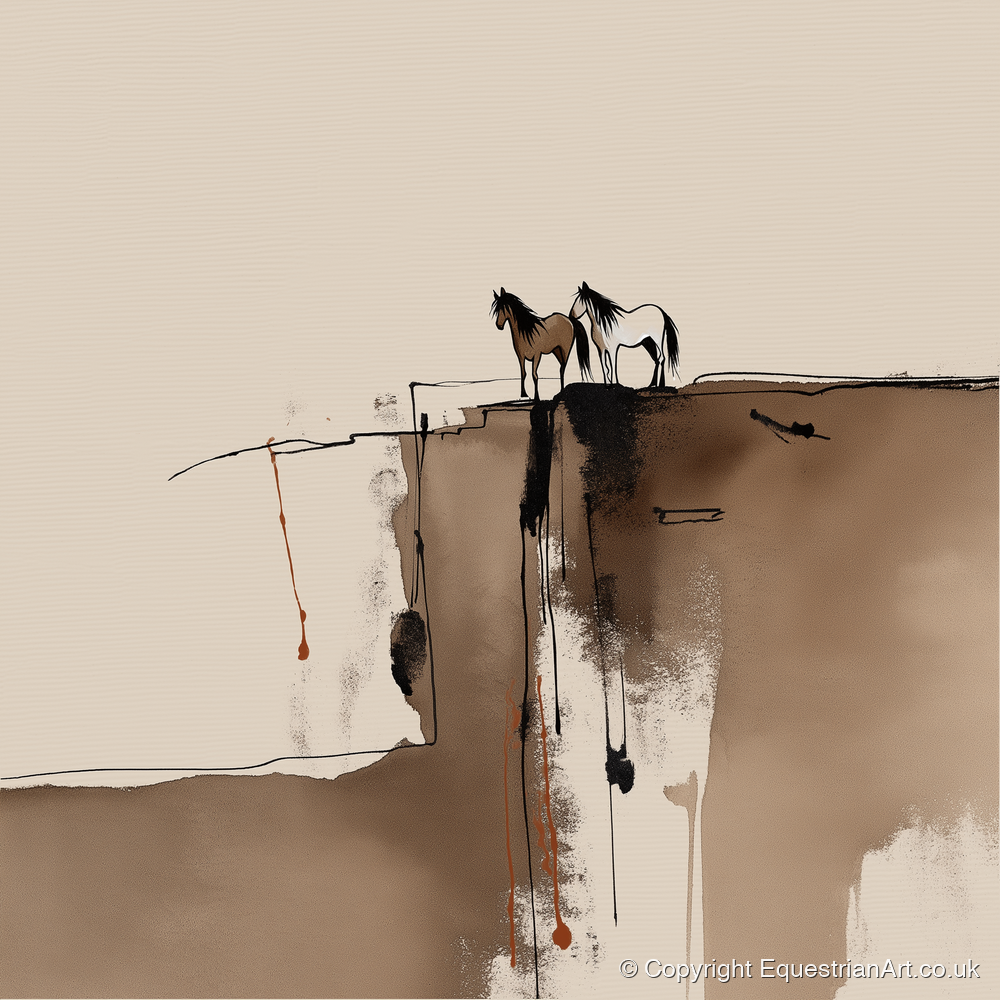 Horizon Companions - wild horses art print and canvas by Julian Vance A.I