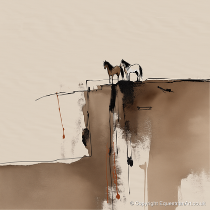 Horizon Companions - wild horses art print and canvas by Julian Vance A.I