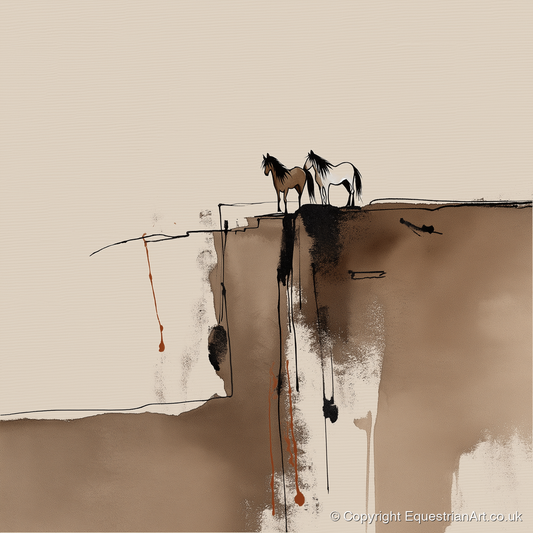 Horizon Companions - wild horses art print and canvas by Julian Vance A.I