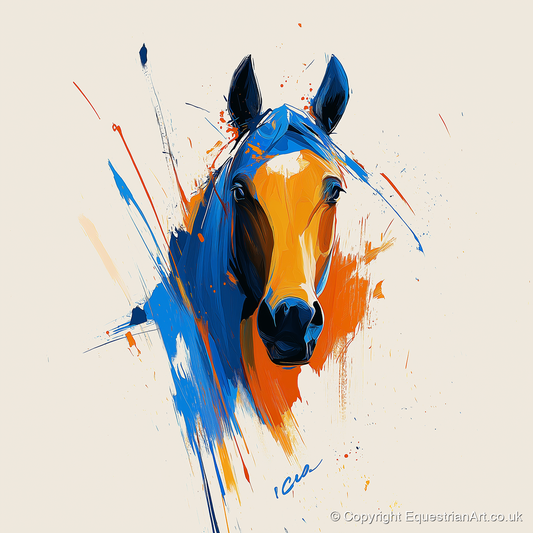 Indigo and Fire - horse portrait art print and canvas by Winston Archer A.I