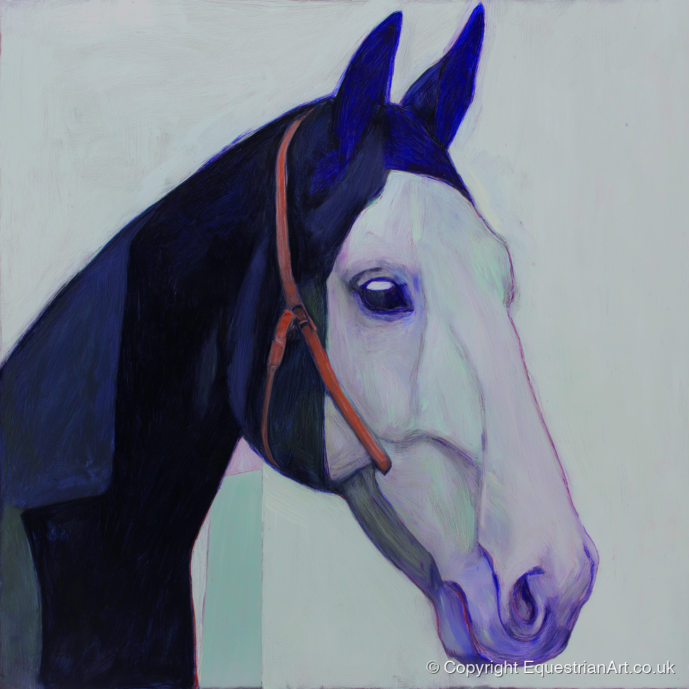 Indigo and Ice - horse portrait art print and canvas by Marcus Vane A.I