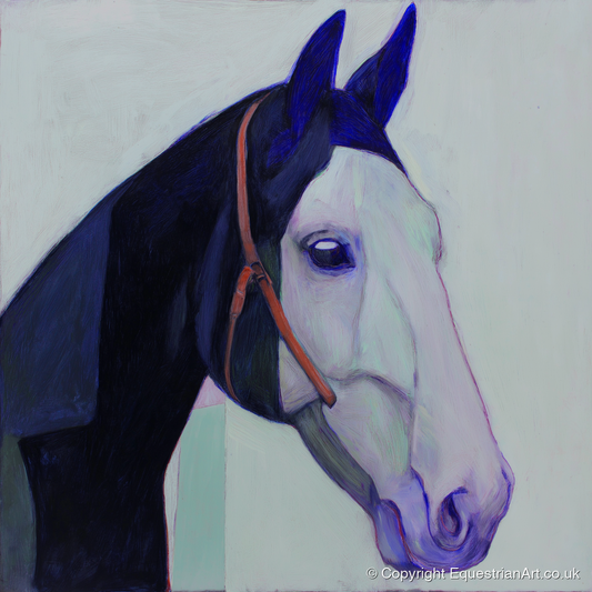 Indigo and Ice - horse portrait art print and canvas by Marcus Vane A.I